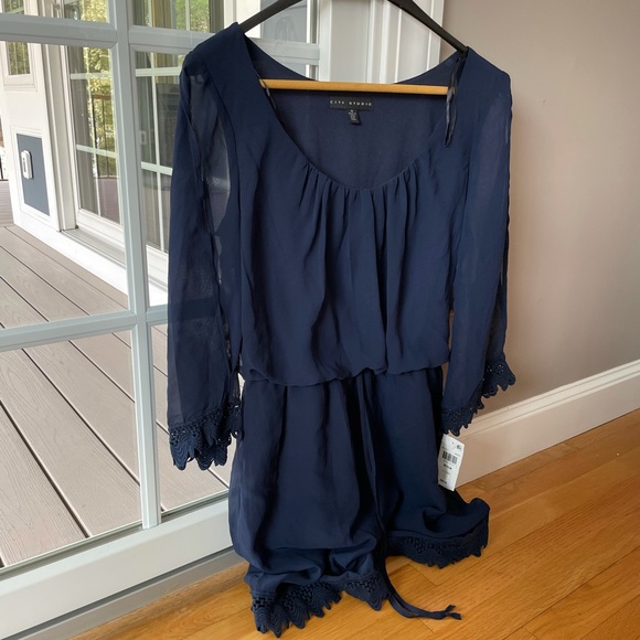 City Studio Navy Blue Dress - NWT - Picture 1 of 5